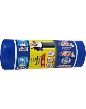 Σακούλες Απορριμμάτων Elef Μπλε Με Χερούλια 58x78cm  60lt 15τμχ