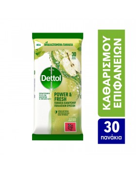 Dettol Power & Fresh Πανάκια Καθαρισμού Γενικής Χρήσης Μήλο 30τεμ