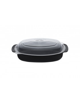 Σκεύος Microwave Οβάλ Μαύρο 750ml+Καπάκι (50τεμ)