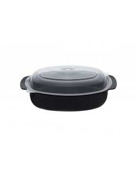 Σκεύος Microwave Οβάλ Μαύρο 950ml+Καπάκι (50τεμ)